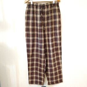 Basic Options Natural Choice Marroon Tan Plaid Loungwear Pajama Pants
